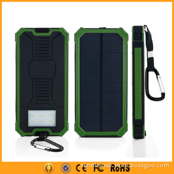 2W Solar Panel 15000mAh Solar Power Bank with Carabiner LED